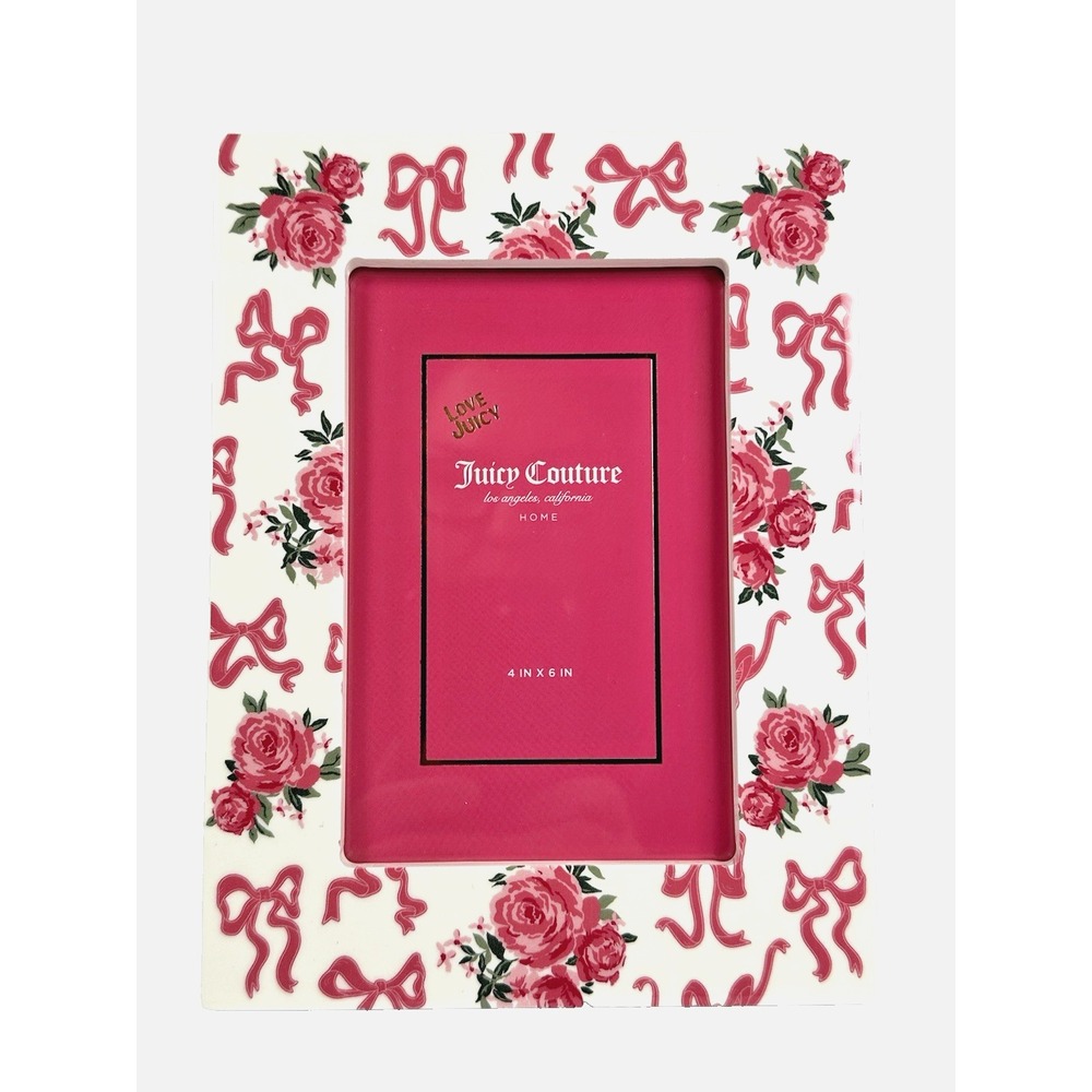 Juicy Couture Pink Rose Bow Photo‎ Frame 4x6 Coquette Floral Decor